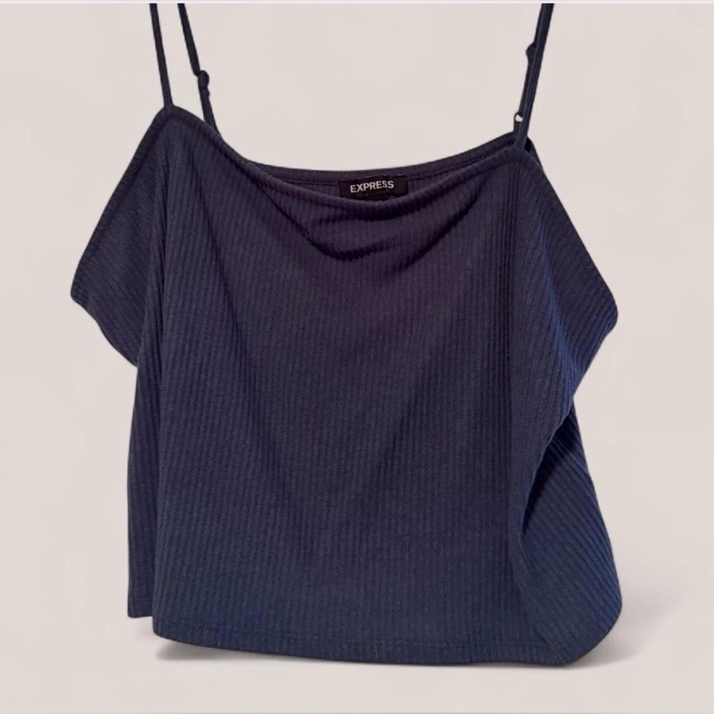 Express Navy Ribbed Cropped Tank